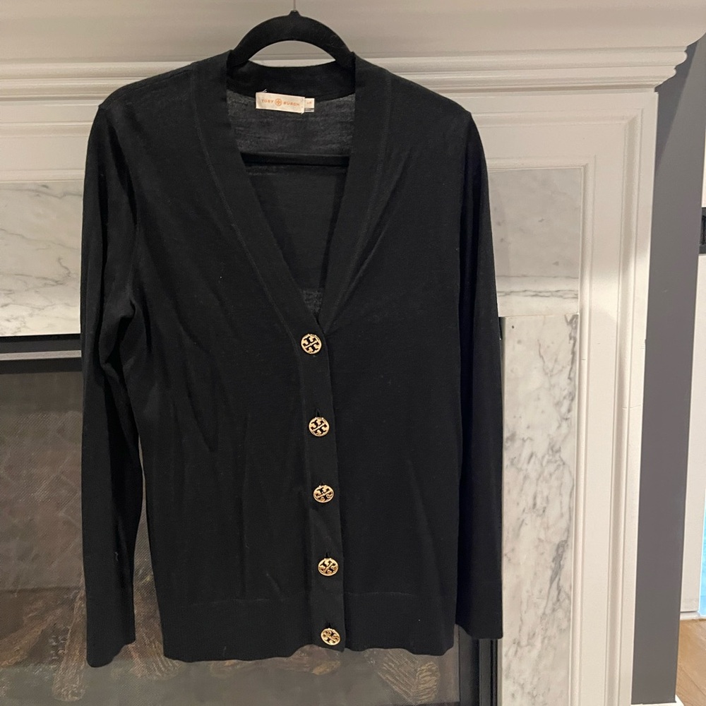 Tory Burch Black Cardigan with Gold Buttons